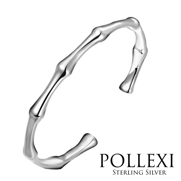 925 STERLING SILVER Plated Bangle BAMBOO Cuff Brac - Picture 12 of 12